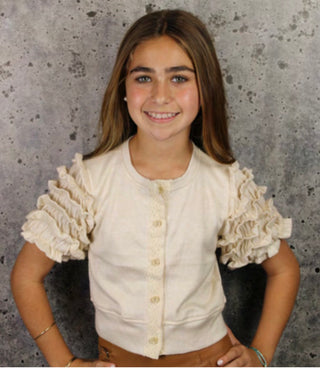If/So Ivory Ruffle Sweater Top