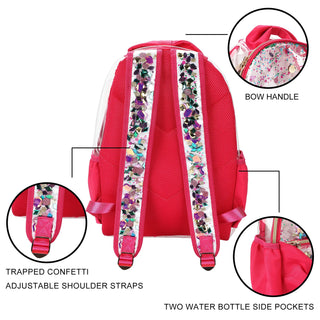 Audrey Bow and Jewels Confetti Clear Backpack