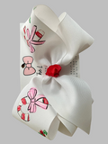 Hand Painted Candy Cane Hair Bow- Large