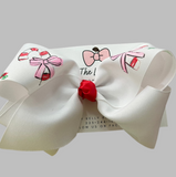 Hand Painted Candy Cane Hair Bow- Large