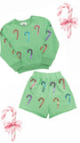 Belle Cher 2Pc Sequin Candy Cane Short Set