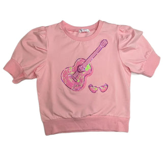 Lulu Bebe Swiftie Sequin Puff Sleeve Top