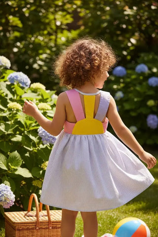 Lulu Bebe Sunny Lavender Seersucker Color Block Dress