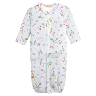 Baby Club Chic Converter Gown Pink Storks w/ Ruffle