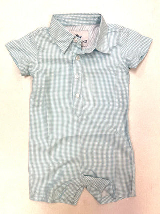 Southbound Boys Performance Romper - Blue Fog Gingham