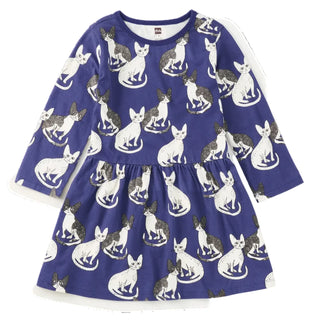 Tea Collection Long Sleeve Skirted Dress - Cornish Rex Cats
