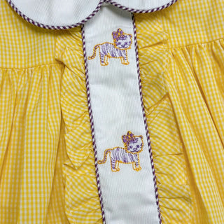 Lulu Bebe Molly Tiger Yellow Embroidered Dress