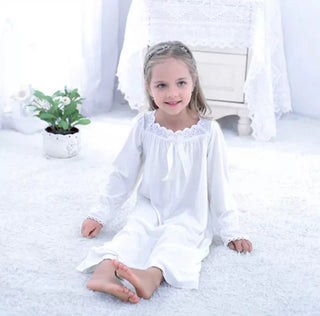 ZsaZsa and Lolli White Knit Gown with Eyelet Trim