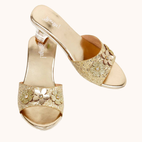 Ellina Gold High Heel Slippers