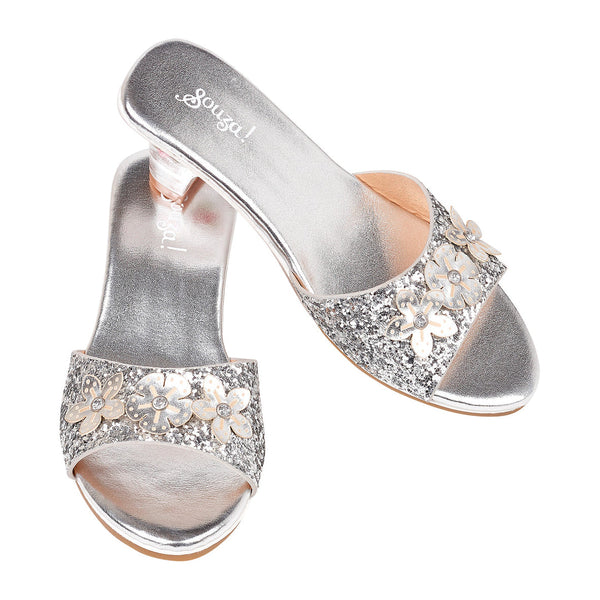 Mariona Silver High Heel Slippers