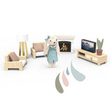 Wooden Doll House Living Room Set