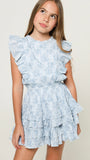 Gustavia Dress in Blue Mini Roses