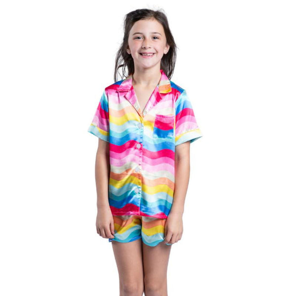 Kids Girly Pop Silky Satin Pajama Short Set