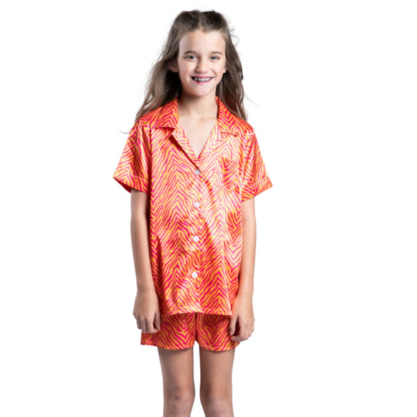 Kids Born to Be Wild Silky Satin Pajama Short Set
