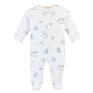 Baby Club Chic Toys Blue Printed Zipped Footie