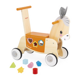 Janod Wooden Ride-On Donkey with Shape Sorter