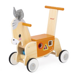 Janod Wooden Ride-On Donkey with Shape Sorter