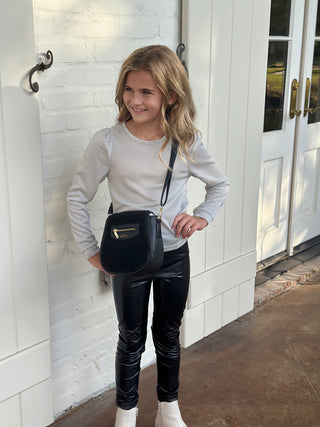 Little Olin Silver Puff Sleeve Top