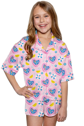 Sunshine Society Pool Party Girl Silky Kids Pajama Short Set
