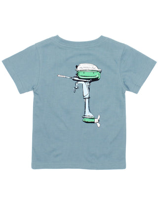 Properly Tied Boat Motor S/S Tee - Steel Blue