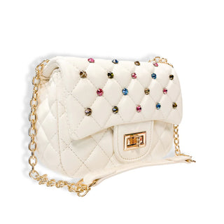 Doe-A-Dear Colorful Gems Quilted Purse in Cream
