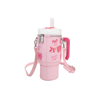 Bewaltz Take A Sip Water Cup - Elegant Bows Pink Crossbody