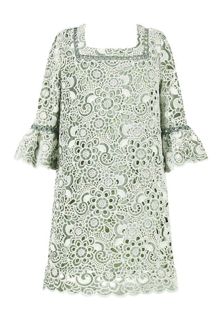 Marlo Kids Libby Mint Embroidered Mini Dress