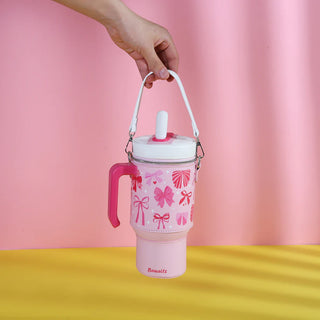 Bewaltz Take A Sip Water Cup - Elegant Bows Pink Crossbody