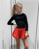Little Olin Red Gathered Mini Skort