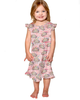 Sunshine Society Pink Jeweled Crown Silky Gown