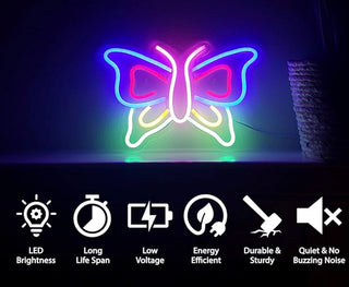 Butterfly Neon LED Lights & Mirror Sign