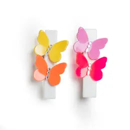 Acrylic Hair Clips - Neon Butterflies