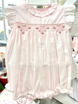 Petit Ami Pale Pink Smocked Bubble