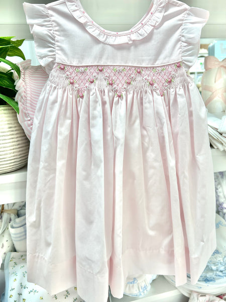 Petit Ami Pale Pink Smocked Dress with Flutter Sleeve – Olly-Olly