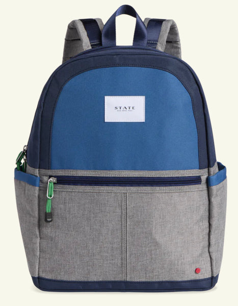 State Backpack - Kane Kids Double Pocket - Navy/Grey