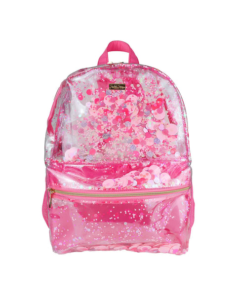 Packed Party Pink Clear Confetti Backpack - Large
