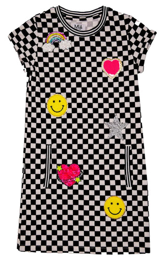 Multi Checkerboard Love Patches Dress