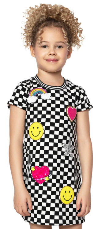 Multi Checkerboard Love Patches Dress