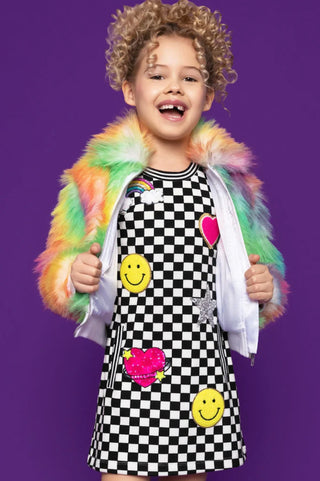 Multi Checkerboard Love Patches Dress