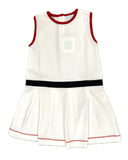 Bella Bliss Celeste Dress - White Pique with Red/Navy Trim