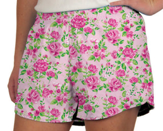 Azarhia Athleisure Pink Rose Garden Print Steph Shorts