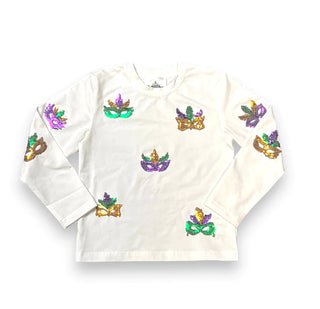 Belle Cher Sequin Multi Mask Mardi Gras L/S Tee