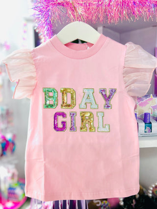 Lulu Bebe Bday Sequin Flutter Sleeve Top