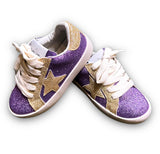 KIDS Purple & Gold Glitter Star Sneakers
