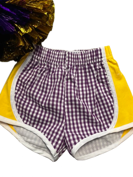 Purple & Gold Gingham Running Shorts