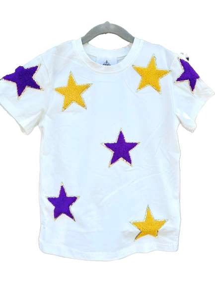 Purple/Gold Stars Chenille S/S Tee