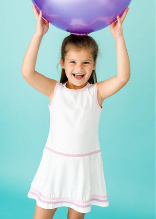 Jordan Dress - Pure Coconut, Cotton Candy Pink, Petal Purple