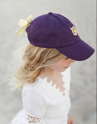 Girl Purple Bits & Bows Baseball Hat - Tiger Face