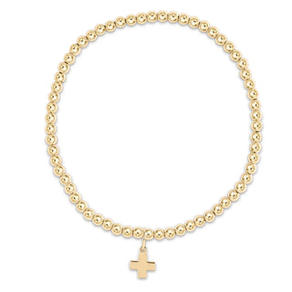 Enewton Classical Gold 3mm Bracelet- Signature Cross Small Gold Charm