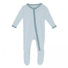 Kickee 2 Way Zipper Footie - Illusion Blue/Stormy Sea